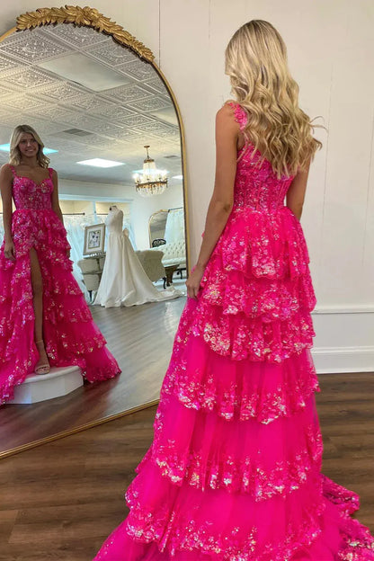 Wholesale Gorgeous Prom Dress A-Line Off The Shoulder Tiered With Split