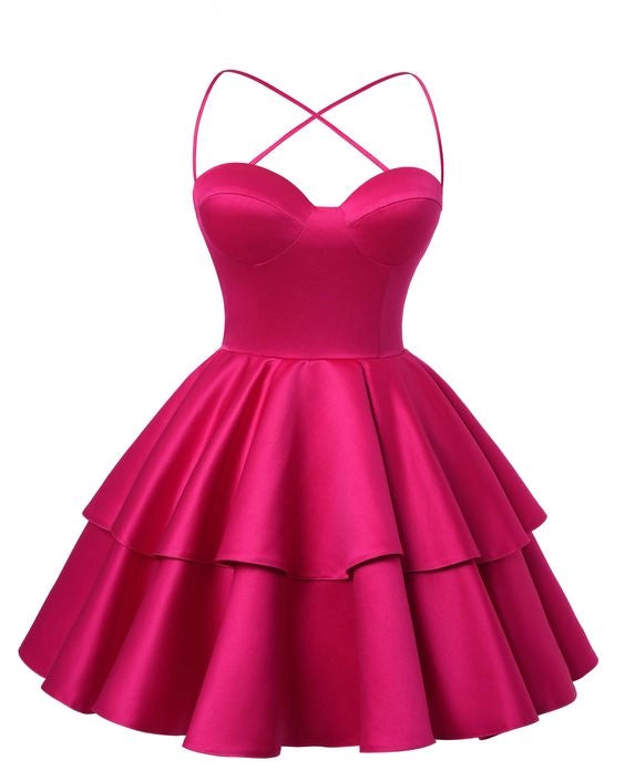 Aimishang Cute A Line Satin Sweetheart Neck Short Homecoming Dress Summer Birthday Party Dress