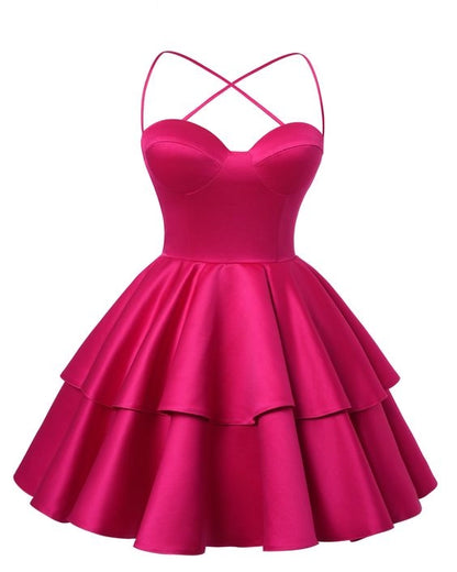 Aimishang Cute A Line Satin Sweetheart Neck Short Homecoming Dress Summer Birthday Party Dress