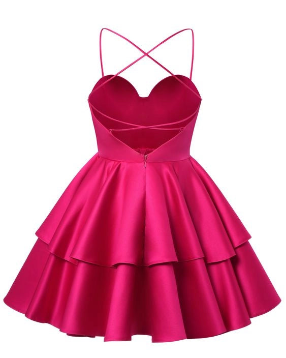 Aimishang Cute A Line Satin Sweetheart Neck Short Homecoming Dress Summer Birthday Party Dress