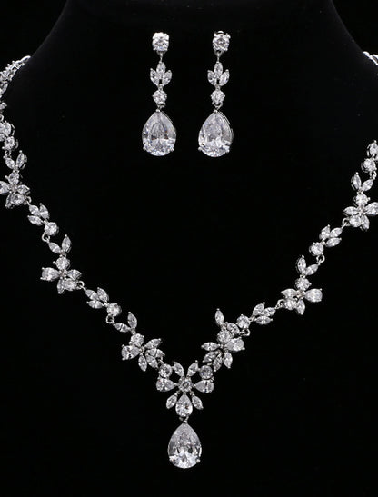 Wholesale Bridal Jewelry Sets 1 set Cubic Zirconia 1 Women's Luxury Elegant Drop Jewelry Set For Wedding Party Anniversary