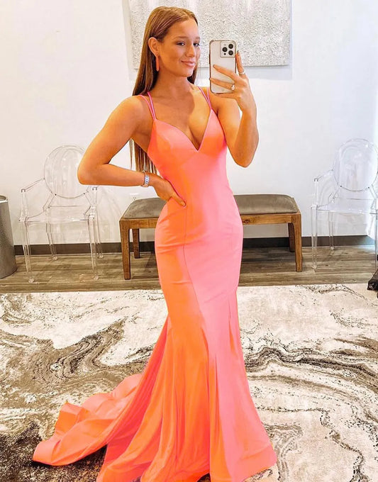 Wholesale Sexy V Neck Spaghetti Straps Long Prom Dress