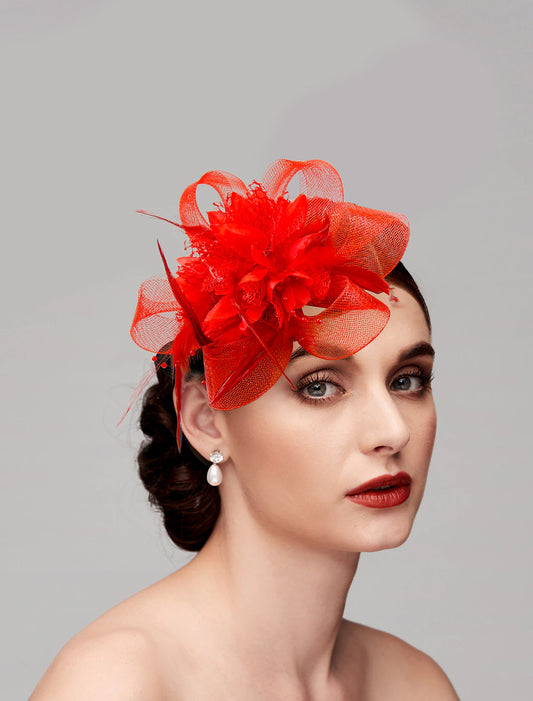 Wholesale Elegant Feather Net Fascinators Hats with Feathers Fur Floral Special Occasion Race Ladies Day Headpiec