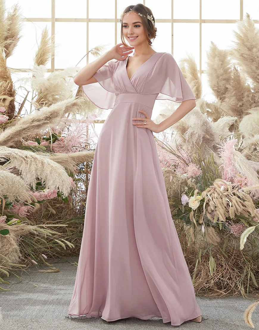 Wholesale Bridesmaid Dress Batwing Short Sleeves