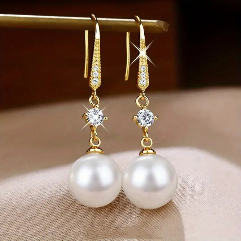 Wholesale Elevate Your Style With Exquisite White Faux Pearl Drop Dangle Earrings - Perfect For Daily Wear, Weddings And Holidays - Ideal Gift For Women - 1 Pair