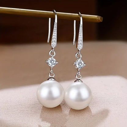 Wholesale Elevate Your Style With Exquisite White Faux Pearl Drop Dangle Earrings - Perfect For Daily Wear, Weddings And Holidays - Ideal Gift For Women - 1 Pair