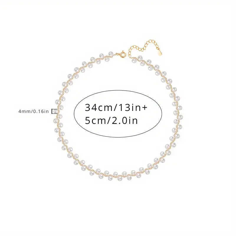 Wholesale s925 sterling silver French pearl necklace for women, light luxury niche design fairy style choker short shell pearl necklace