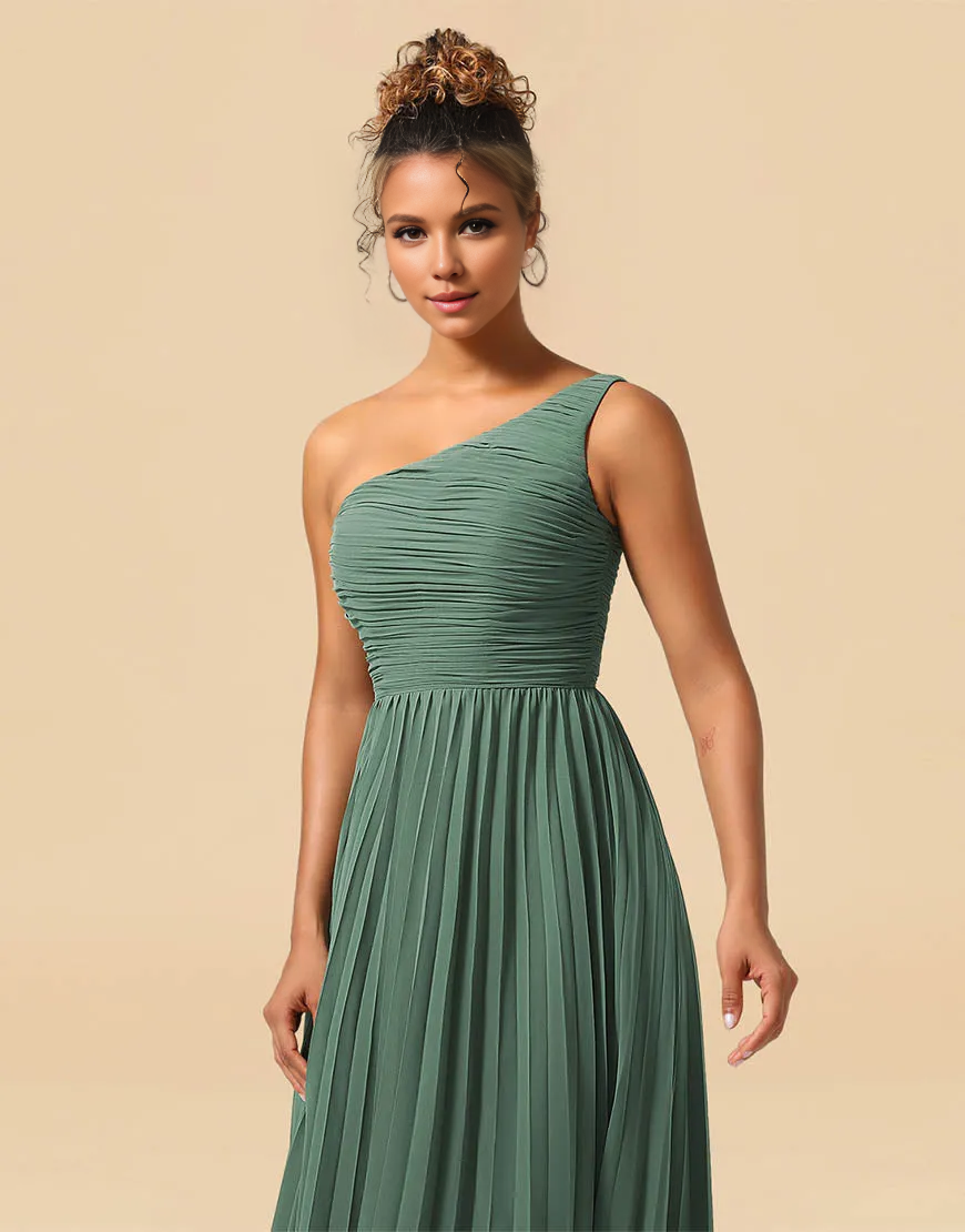 Wholesale Bridesmaid Dress A-Line One Shoulder Tea Length Chiffon