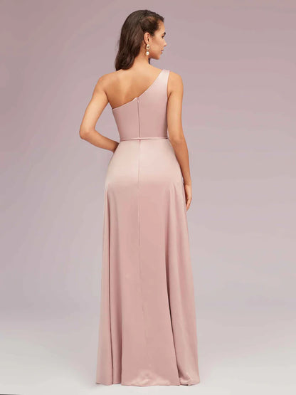 Wholesale Bridesmaid Dresses A-Line One Shoulder Long Soft Satin Online