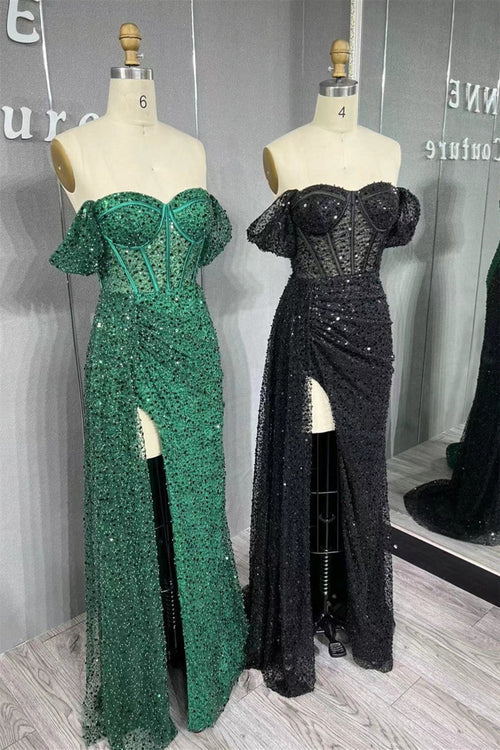 Wholesale Fashion Mermaid Evening Dress Off-the-Shoulder Sequins Long Prom Dress