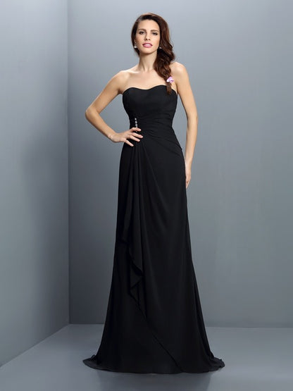 Wholesale Mermaid Chiffon Strapless Sleeveless Sweep/Brush Train With Pleats Bridesmaid Dresses