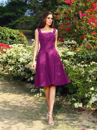 Wholesale A-Line Chiffon Square Sleeveless Knee-Length With Ruched Bridesmaid Dresses