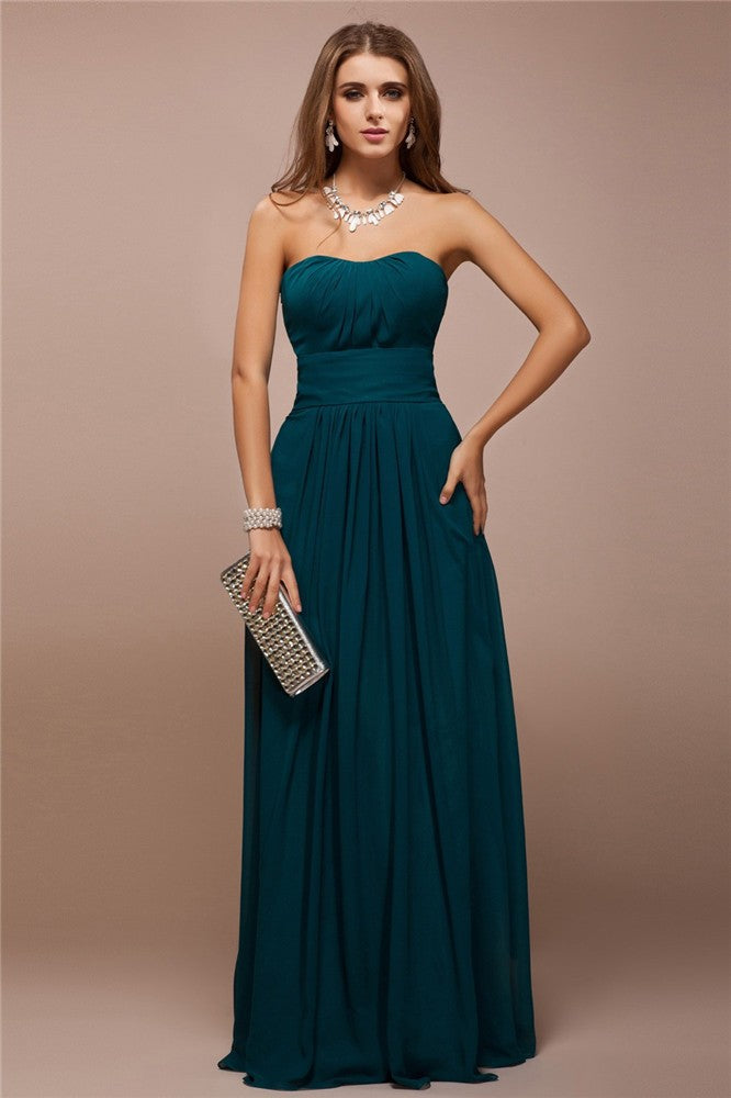 Wholesale Sheath Chiffon Sweetheart Sleeveless Floor-Length With Ruffles Bridesmaid Dresses