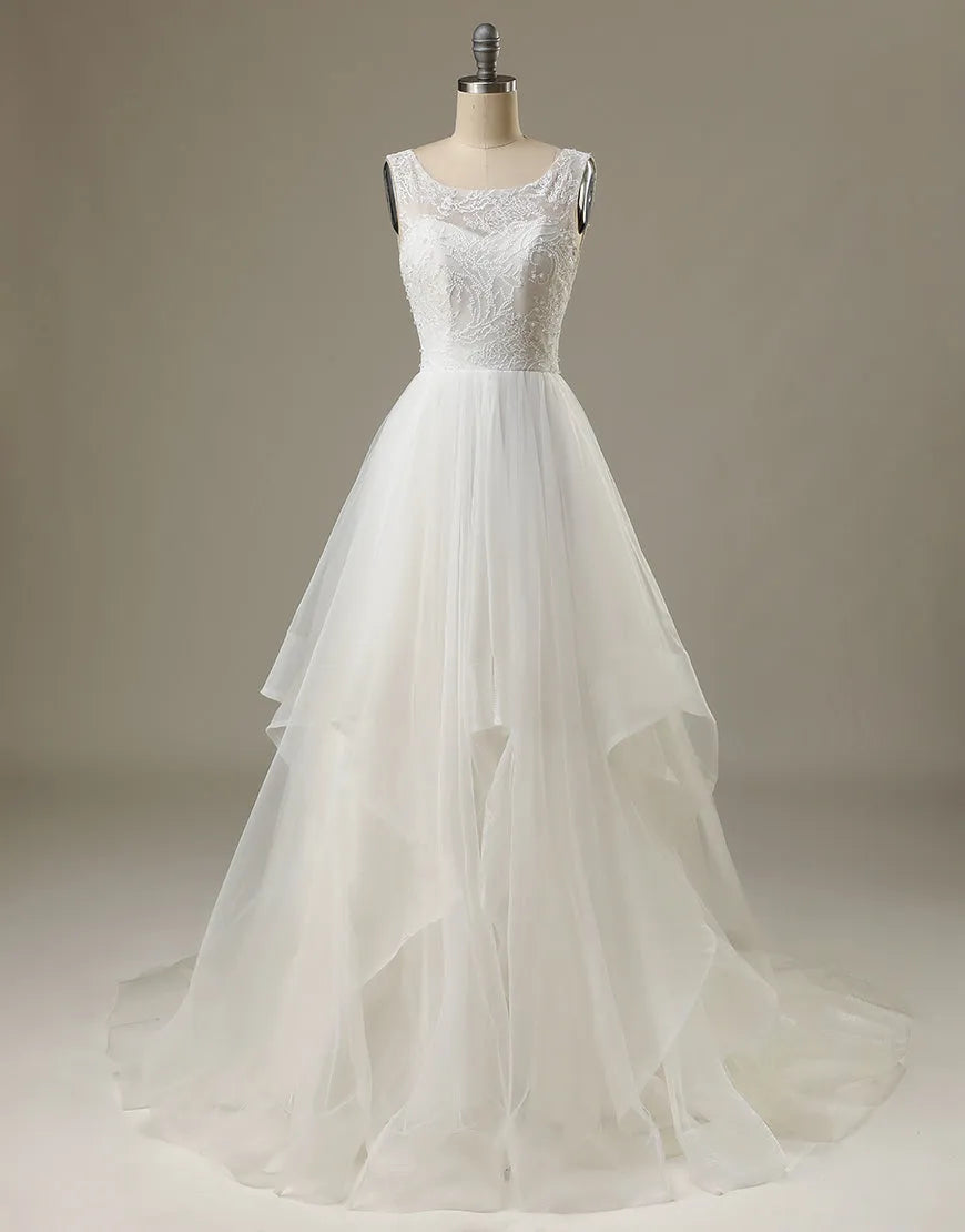 Wholesale Soft Tulle Wedding Dress with Tiered Skirt