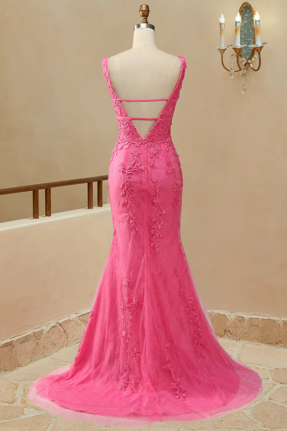 Wholesale V Neck Tulle Prom Dress With Appliques A Line Long Formal Dress With Beads