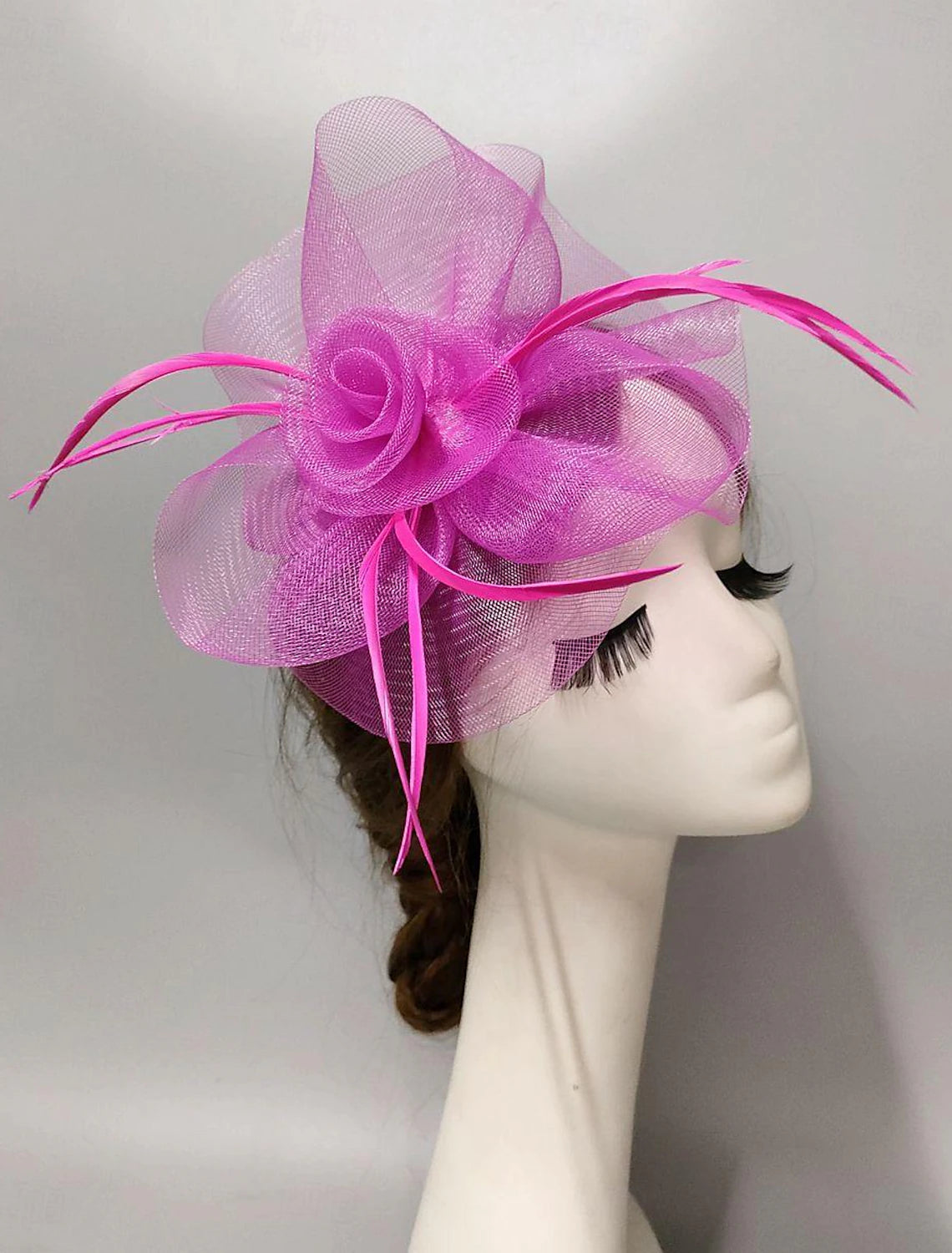 Wholesale Fascinators Headwear Net Veil Hat Wedding Ladies Day With Floral Ruffles Headpiece