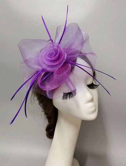 Wholesale Fascinators Headwear Net Veil Hat Wedding Ladies Day With Floral Ruffles Headpiece