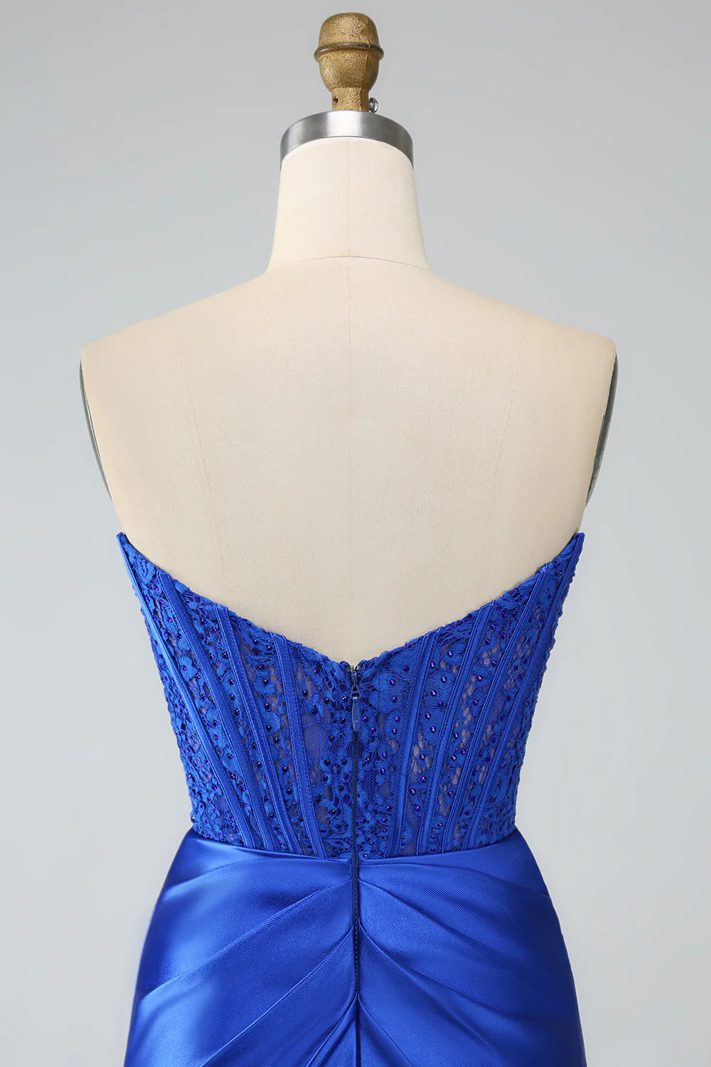 Wholesale Royal Blue Mermaid Strapless Long Corset Prom Dress with Slit