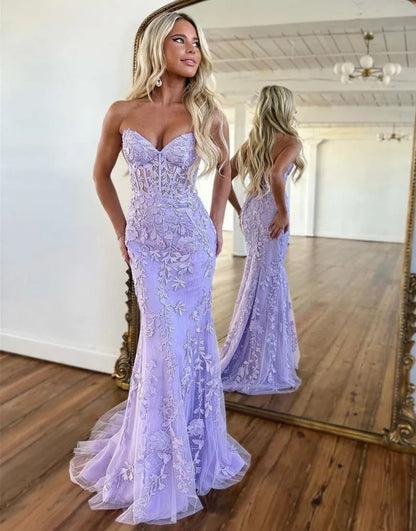 Wholesale Prom Dress Mermaid Sweetheart Corset Back With Appliques