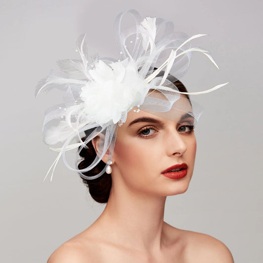 Wholesale Elegant Fascinator Hats Net Mesh Tulle Headpiece Clip Headband with Feather Flower Floral Derby Wedding Tea Party Cocktail Vintage for Women