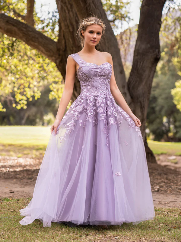 Wholesale Sweet-Heart Evening Dress Tulle One Shoulder Floor Length Prom Dress