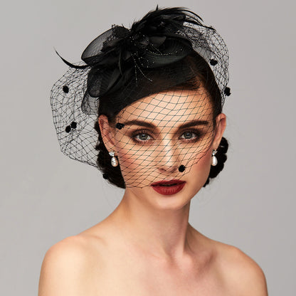 Wholesale Elegant Fascinators Net Mesh Headpiece Derby Hat with Clip Headband Feather Floral Flower Mesh Net Wedding Evening Party Horse Race Ladies Day Headpiece