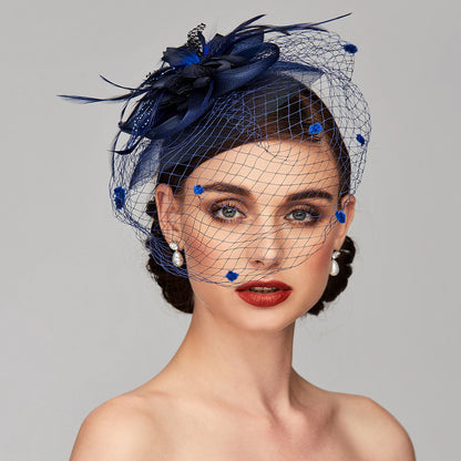 Wholesale Elegant Fascinators Net Mesh Headpiece Derby Hat with Clip Headband Feather Floral Flower Mesh Net Wedding Evening Party Horse Race Ladies Day Headpiece