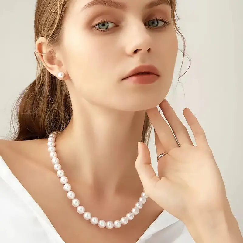 Wholesale A set of luxury pearl suits, freshwater pearl jewelry three-piece set Quality certification (including jewelry appraisal certificate) to send mom to girlfriend, party, ball, banquet jewelry, essential gift box packaging