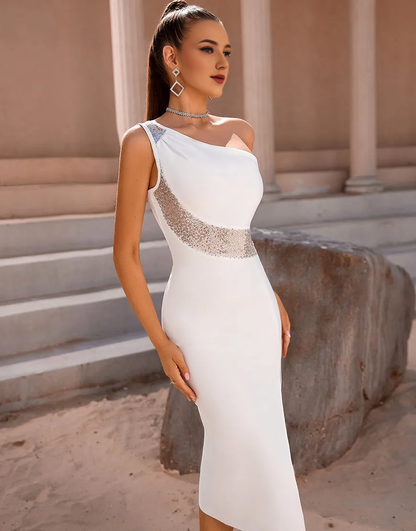 Wholesale Cocktail Dress Egegant One Shoulder Bodycon With Split