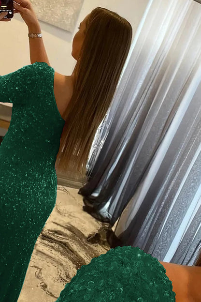 Wholesale Prom Dress Mermaid Glitter One-Shoulder With Sequins