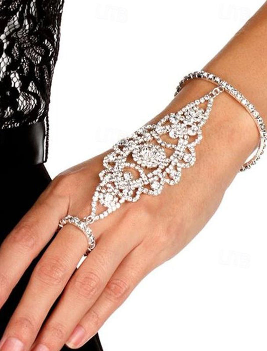 Wholesale Women's Tennis Bracelet Ring Bracelet / Slave bracelet Precious Fashion Rhinestone Bracelet Jewelry Silver / Gold For Engagement