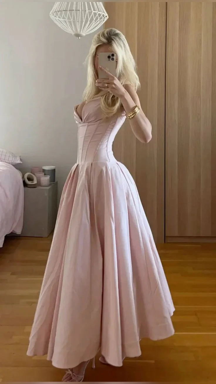 Aimishang Elegant Strapless A Line Sleeveless Party Evening Gown Lovely Long Formal Prom Dress