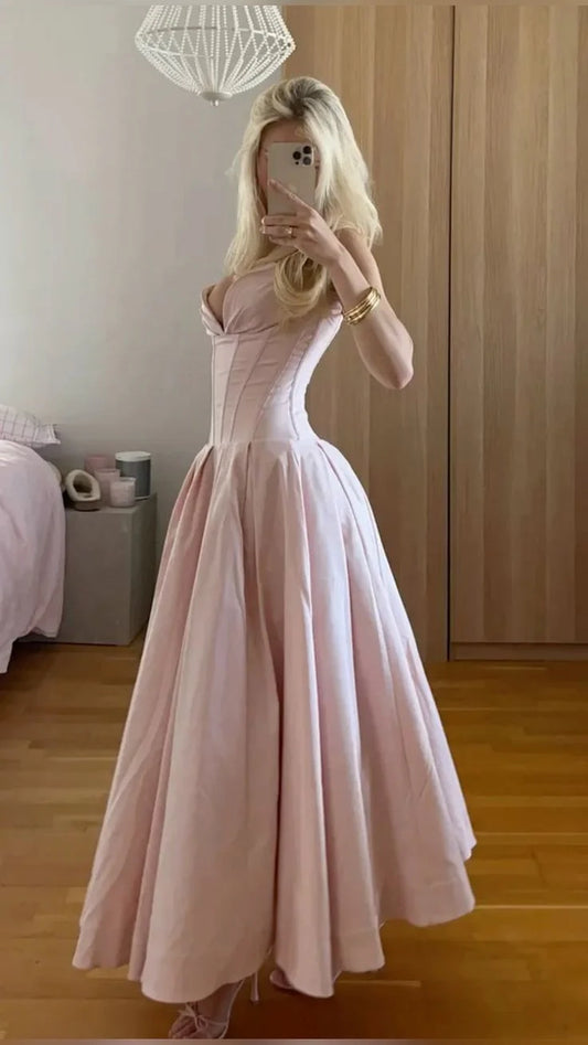Aimishang Elegant Strapless A Line Sleeveless Party Evening Gown Lovely Long Formal Prom Dress