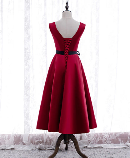 Aimishang Elegant V Neck A Line Sleeveless Lace-Up Back Formal Prom Dress Classy Bridesmaid Dress