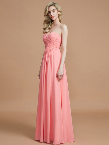 Wholesale A-Line Sweetheart Sleeveless Floor-Length Chiffon Bridesmaid Dresses