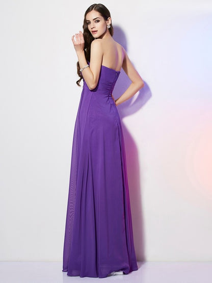 Wholesa A-Line/Princess Sweetheart Sleeveless Beading Long Chiffon Dresses