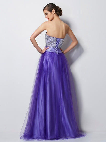 Wholesa A-Line/Princess Sweetheart Sleeveless Beading Long Net Dresses