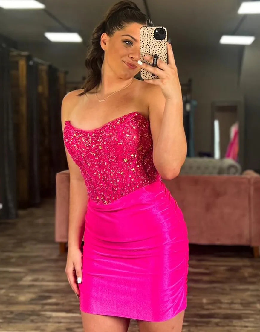 Wholesale Homecoming Dress Glitter Bodycon Beaded