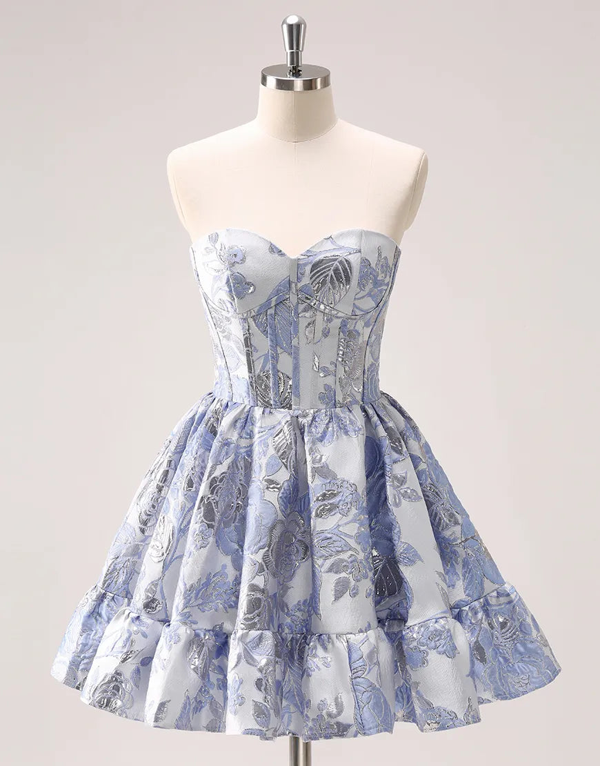 Wholesale A-Line Flowers Strapless Ruffled Homecoming Dress