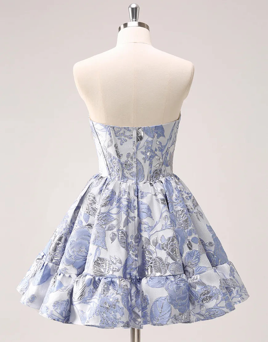 Wholesale A-Line Flowers Strapless Ruffled Homecoming Dress