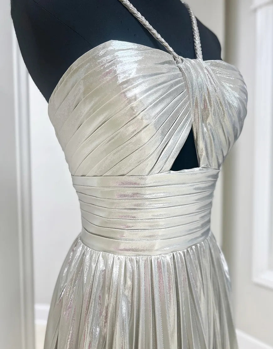 Wholesale A-Line Homecoming Dress Metallic Pleated Spaghetti Straps