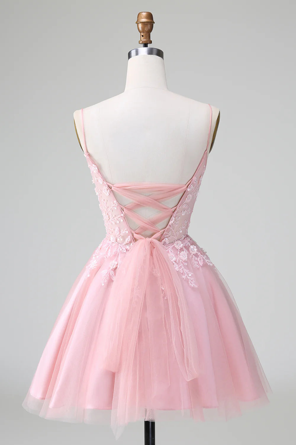 Wholesale Short Homecoming Dress Cute Blush A Line Spaghetti Straps Corset with Appliques