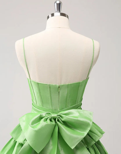 Wholesale Homecoming Dress A-Line Tiered Satin Corset with Bow