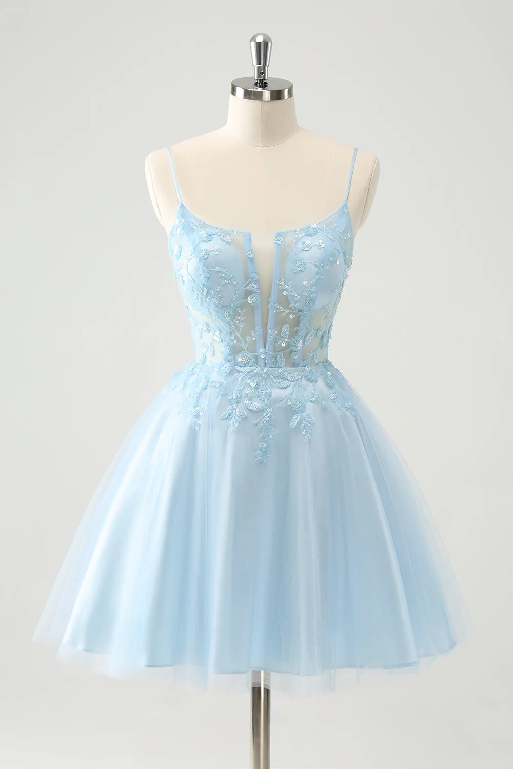 Wholesale Cute Homecoming Dress Sparkly Blue A Line Sequins Corset with Lace Up Back