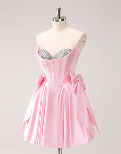 Wholesale Homecoming Dress A-Line Satin Corset Appliques