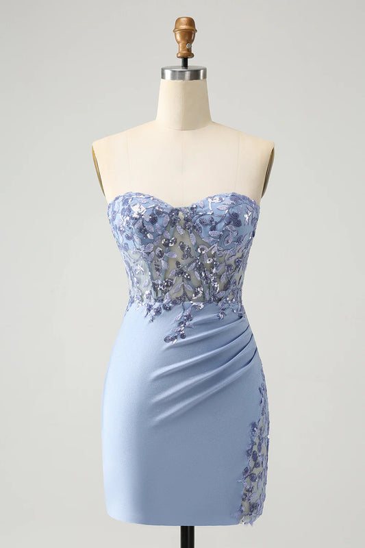 Wholesale Homecoming Dress Stylish Lilac Bodycon Sweetheart Corset with Sequins