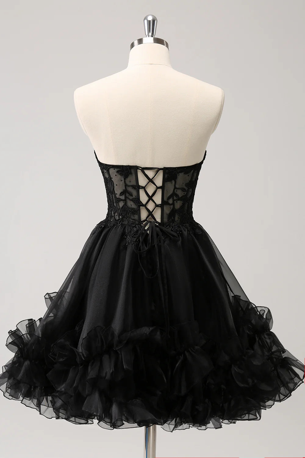 Wholesale A Line Homecoming Dress Sweetheart Corset Beaded with Lace Up Back Sparkly Black