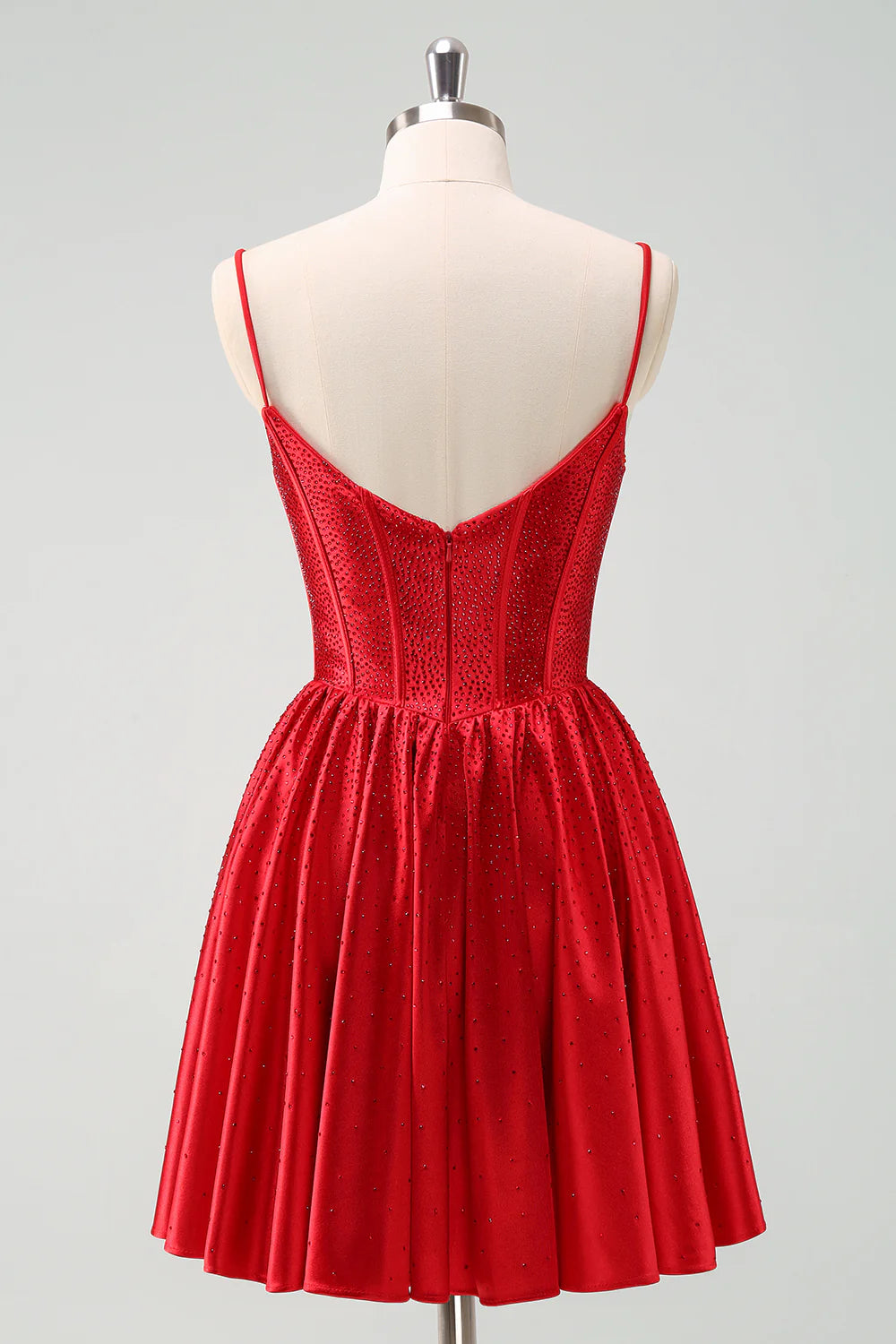 Wholesale Short Homecoming Dress Cute Red A Line Spaghetti Straps Ruffle Corset with Beading