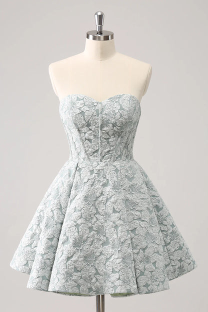 Wholesale Short Homecoming Dress Cute Grey Green A Line Sweetheart Corset