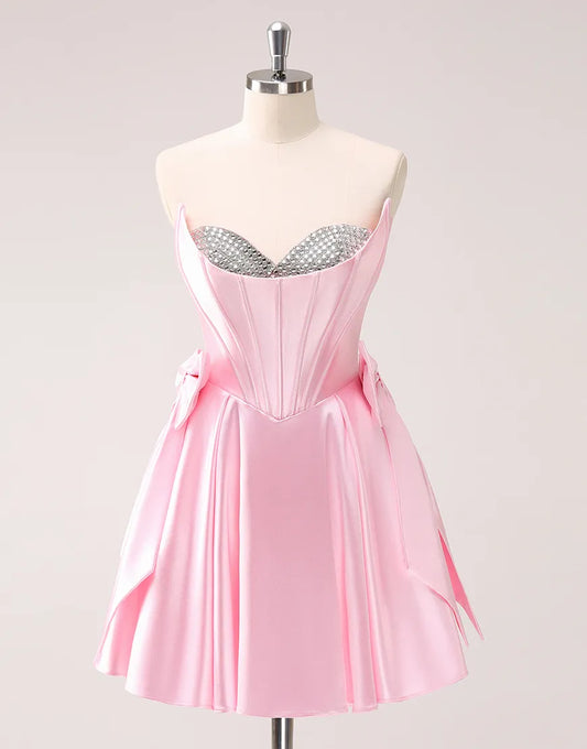 Wholesale Homecoming Dress A-Line Satin Corset Appliques